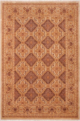 handmade Transitional Kafkaz Brown Gold Hand Knotted RECTANGLE 100% WOOL area rug 6 x 8